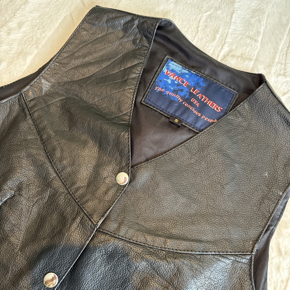 Leather Vest Men's Vance Leathers USA Biker, Rocker, Goth, Dark Romantic Size Sm
